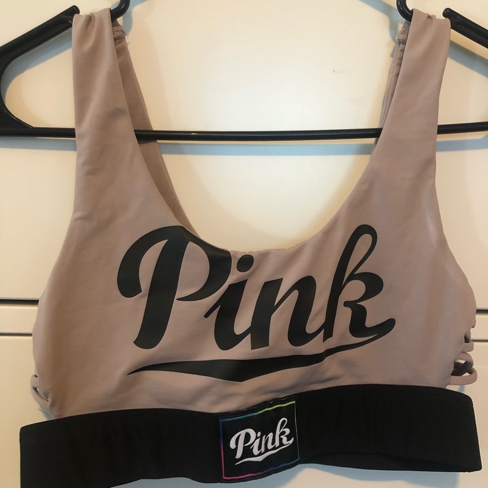 PINK Victoria’s Secret sports bra, tan